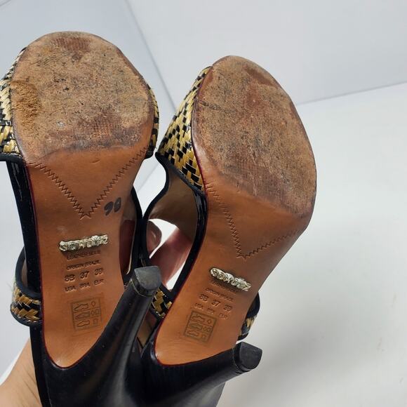 Schutz weaved open toe sling back leather sole heels Size 8B - Picture 6 of 7
